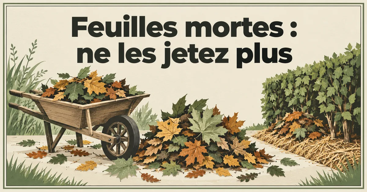 Brouette de feuilles mortes, tas de feuilles et haie paillée : ne les jetez plus, elles servent au jardin